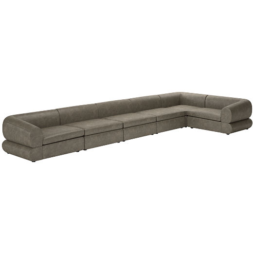 Chale 6-Piece Leather Sectional Sofa Bello Grey