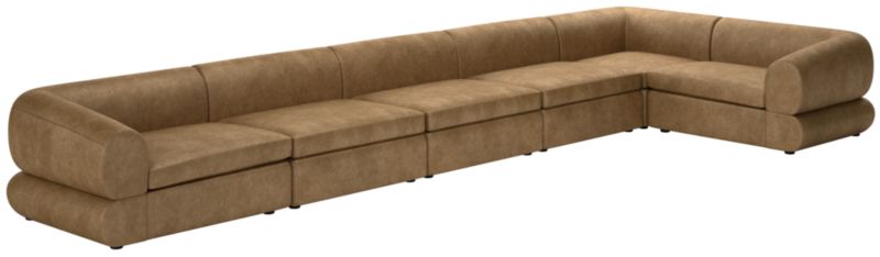 Chale 6-Piece Leather Sectional Sofa Bello Saddle - image 0 of 7