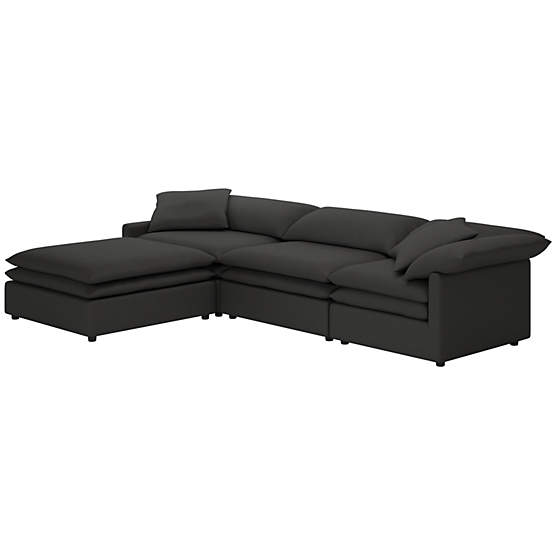 Mattea 4-Piece Sectional Sofa with Left Arm Kanvas Ebony