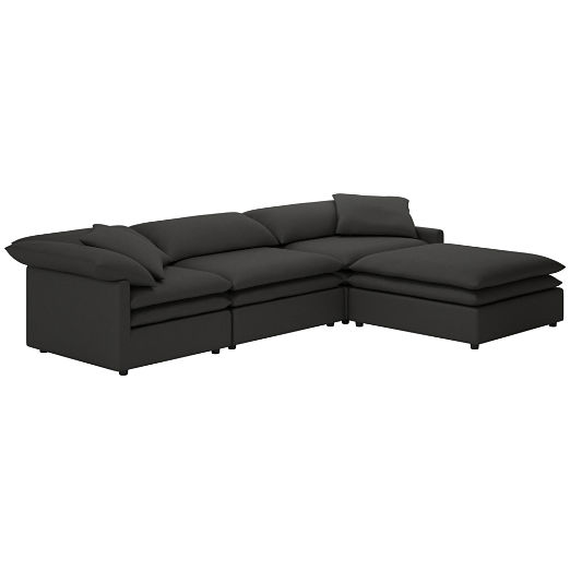 Mattea 4-Piece Sectional Sofa with Right Arm Kanvas Ebony