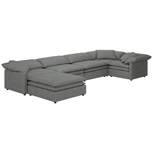 Mattea 6-Piece Sectional Sofa with Left Arm Hatch Charcoal