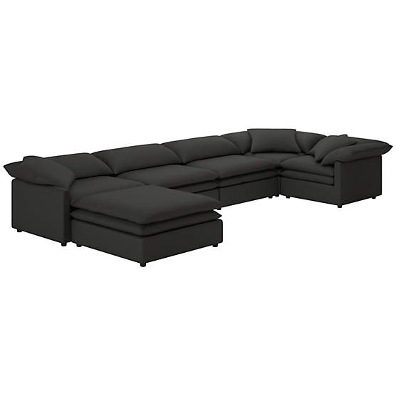 Mattea 6-Piece Sectional Sofa with Left Arm Kanvas Ebony