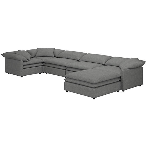 Mattea 6-Piece Sectional Sofa with Right Arm Hatch Charcoal