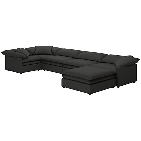 Mattea 6-Piece Sectional Sofa with Right Arm Kanvas Ebony