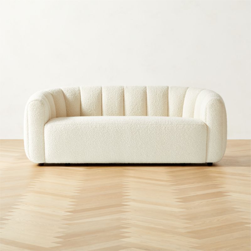 Fitz 72.5 Channeled White Boucle Loveseat