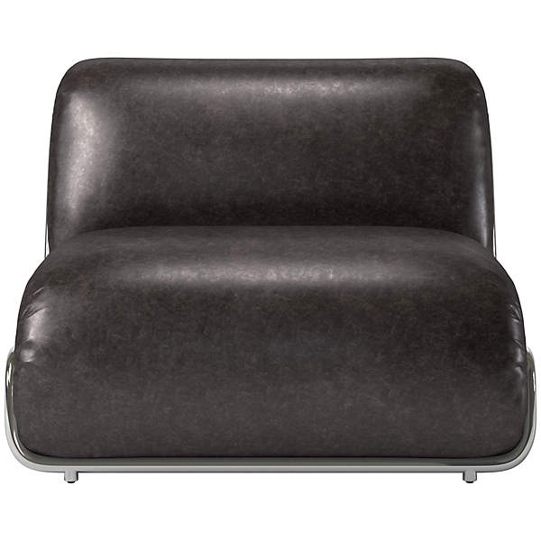 Black leather armless chair outlet
