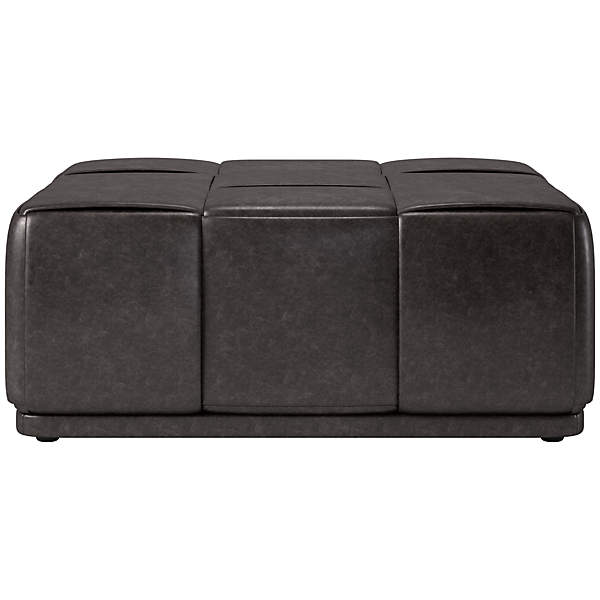 Pointe Leather Ottoman Bello Black CB2