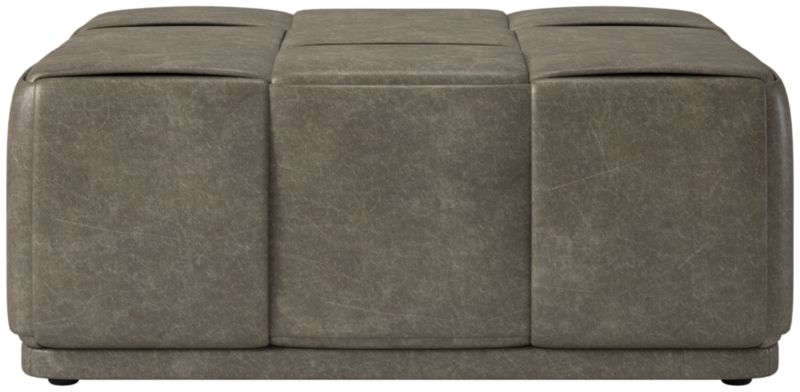 Pointe Leather Ottoman Bello Black CB2