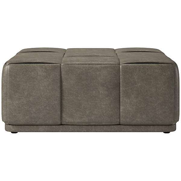 Leather sales ottoman cb2