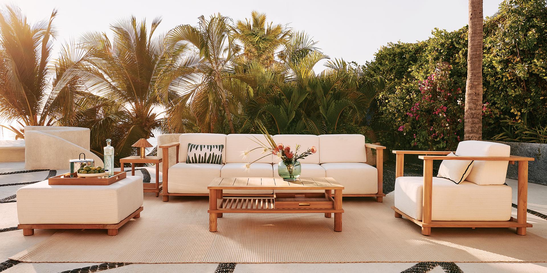 Outdoor Collection Modern Teak Wood Outdoor Furniture Set CB2