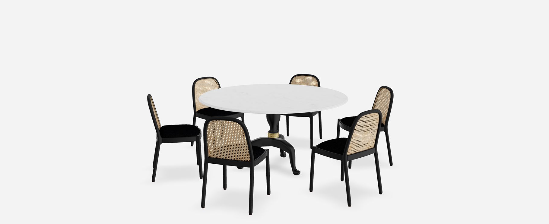 Reign Table with Nadia Black Cane Chairs