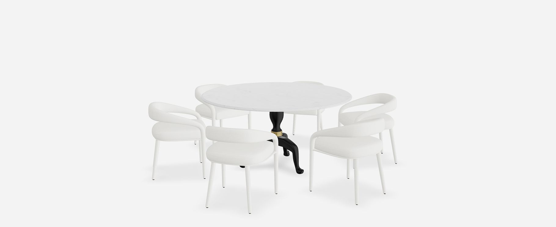 Reign Table with Lisette White Dining Armchairs