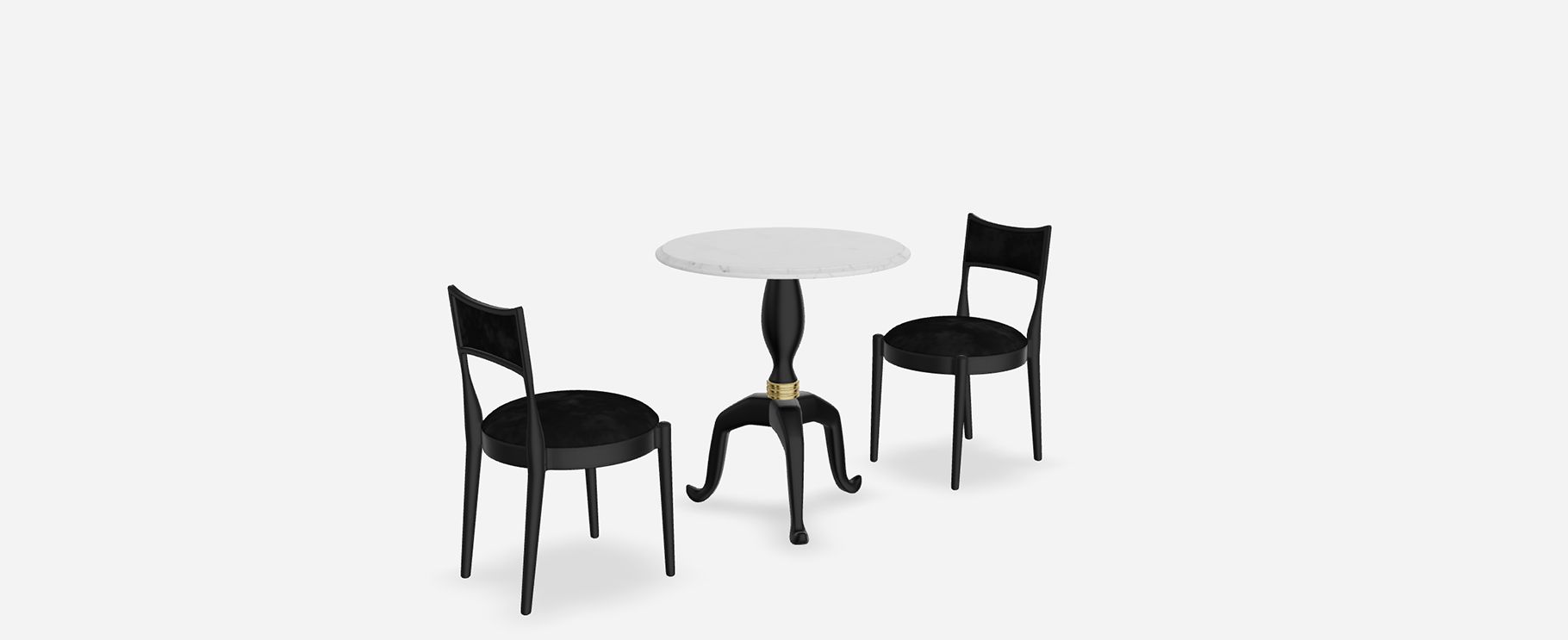 Reign Table with Kir Black Cowhide Dining Chairs