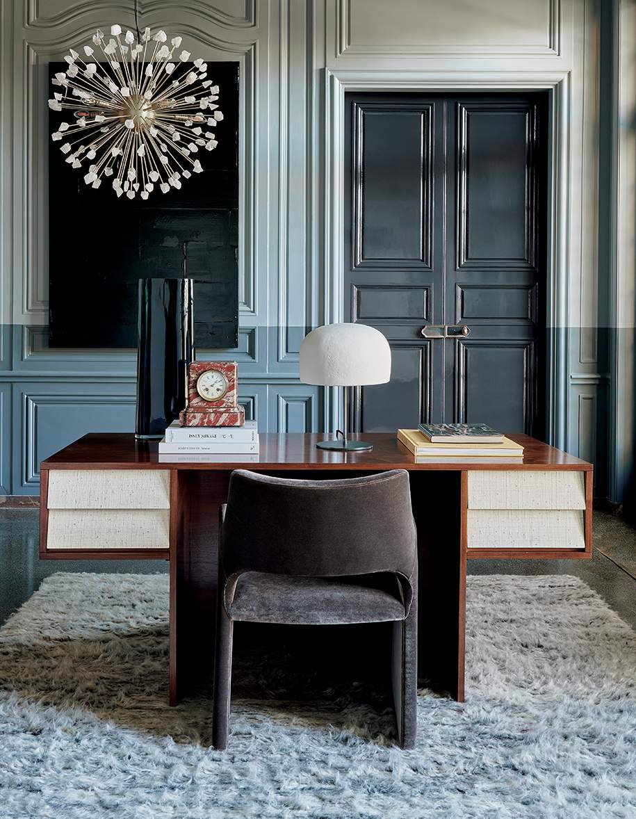 modern office with wood desk