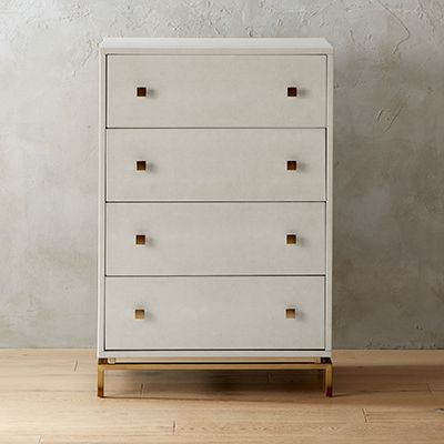 CB2 Ivory Shagreen Embossed Tall Chest