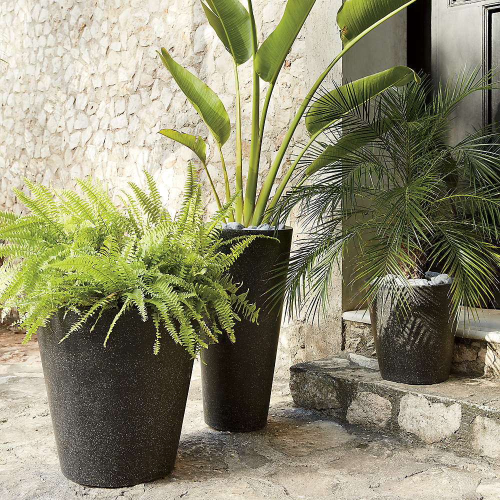 Shore Polyterrazzo Black Indoor/Outdoor Modern Stone Planters