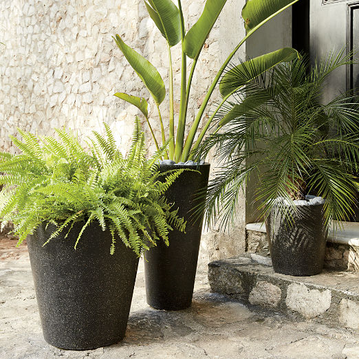 Shore Black Stone Indoor/Outdoor Planter XL Set of 2